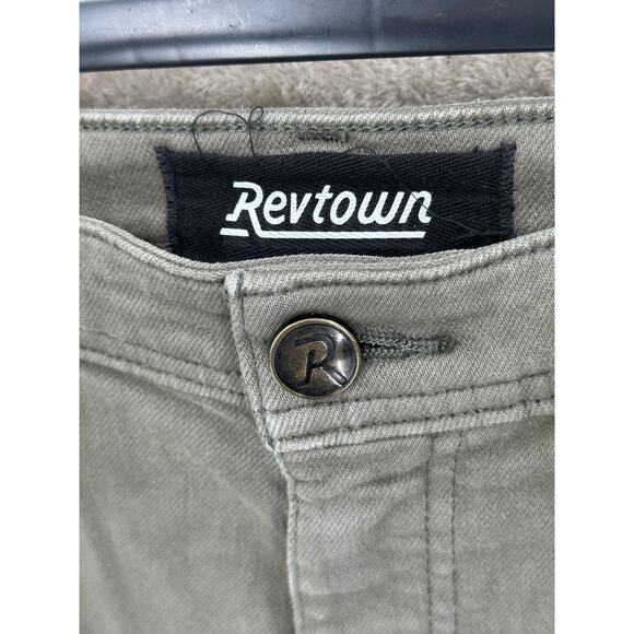 Revtown Jeans Mens 33x30 Olive Green Sharp Decade Denim Slim Straight Stretch - Picture 2 of 12